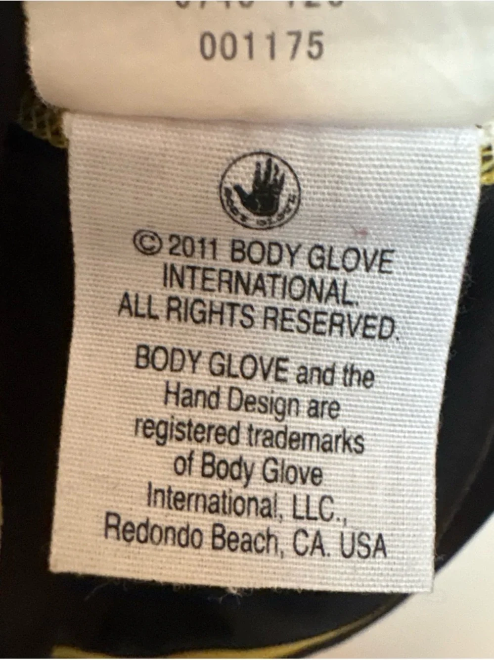 Body Glove Black Rash Guard with Yellow Stitching